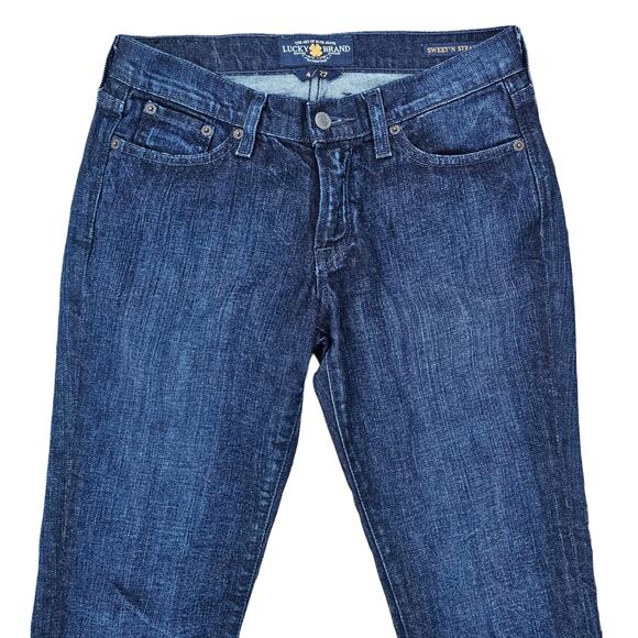 Straight Leg Jeans Lucky Brand Sweet Straight Size 4/27 Dark Wash Stretch Denim - Picture 4 of 11